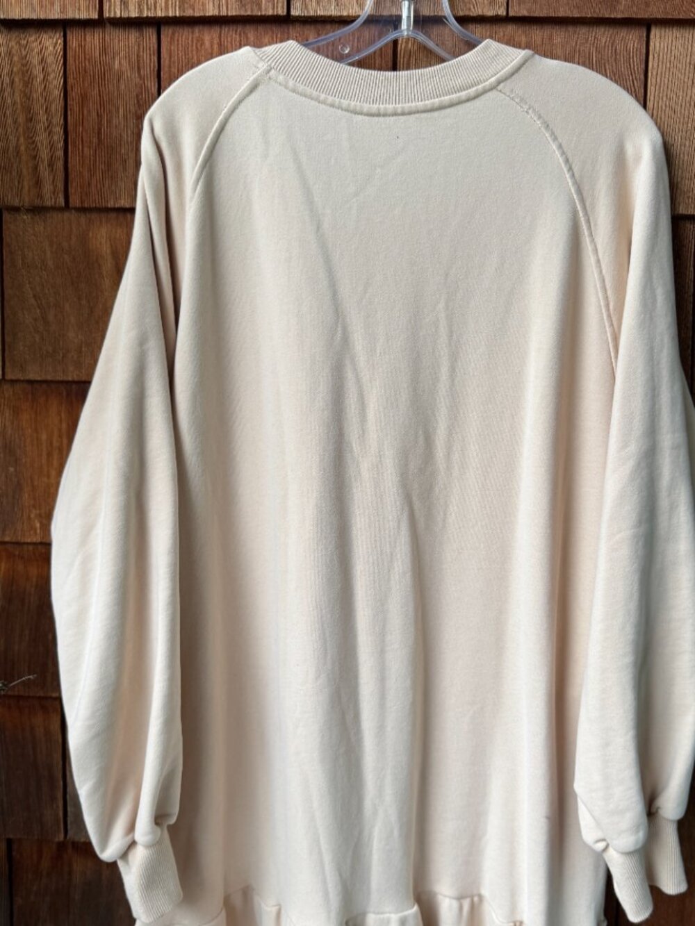 NAP Loungewear Cream Long Sleeve Cotton Tiered Sweatshirt Dress in Women's Large - Picture 10 of 14
